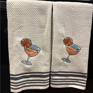 Embroidered Cocktail Glass Hand Towels